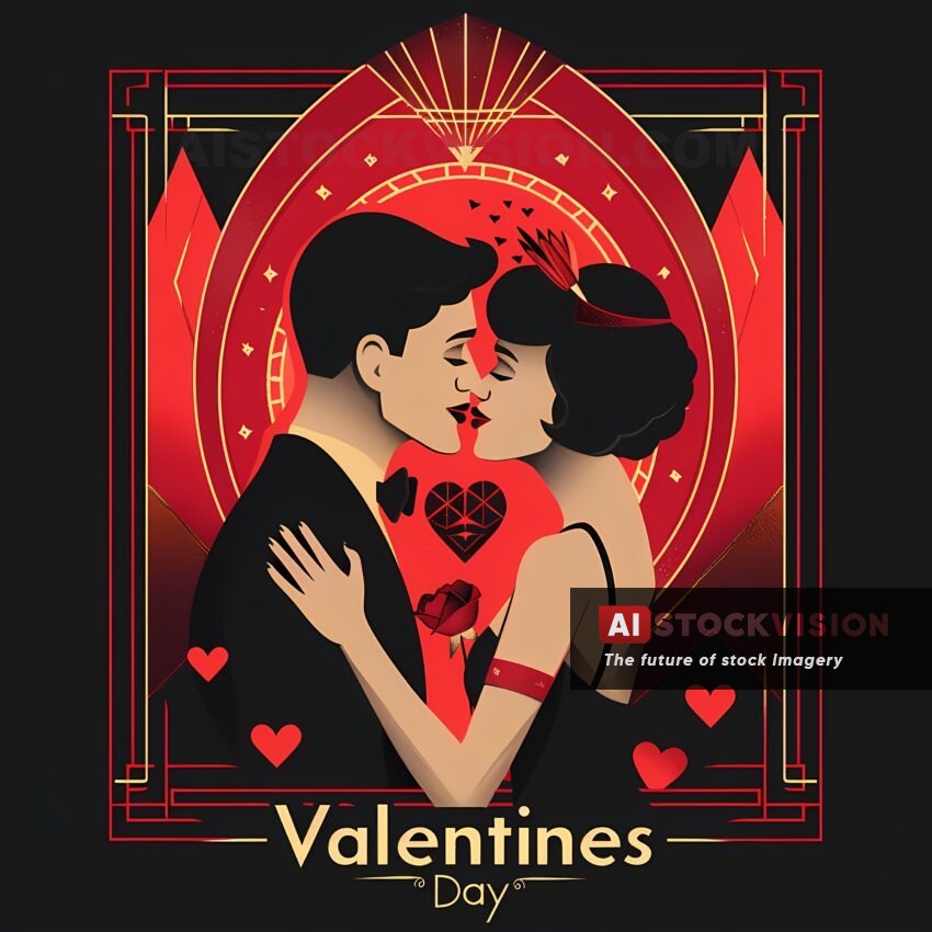 vintage-art-deco-valentine-colorful-vector-love